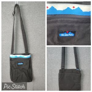 Kavu Keeper Crossbody Bag in Black Adjustable Strap Pockets Canvas Outdoor